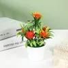 Decorative Flowers Artificial Plants Potted Simulation Lotus Fake Flower Home Garden Decoration Indoor Table Room Ornament Green Mini Bonsai