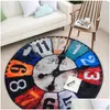 Carpets Vintage Creative Wall Clock Printed Round Carpet Entrance Doormat Porch Bathroom Mat Antislip Wearresisting Kitchen Rug Drop Dhj2O