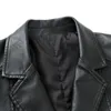 Idopy осенняя мужская куртка из искусственной кожи с длинными рукавами и 3 пуговицами, блейзер с воротником, деловая повседневная куртка, пальто, большие размеры L-6XL 231226