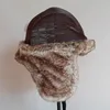 Winter Ushanka Hat Men Women's Pilot Bomber Trapper Hat Faux Fur Leather Snow Cap with Ear Flaps 231225