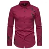 Herrenhemden Formal Casual Fashion Shirt Frühling und Herbst Blumenprägung Druck Langarm Muster Herren