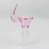 Verre coloré Fumer Bubbler 14MM 18MM Mâle Joint Herbe Sèche Tabac Filtre Bol Vers Le Haut Bull Corne Poignée Huile Rigs Waterpipe Bong DownStem Entonnoir Porte-Cigarette