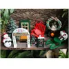 Outra decoração de casa em miniatura poste de lâmpada de rua de Natal luzes LED para decoração de vila mini estatueta ornamento acessórios de jardim dr dhsle