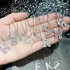 Chains Shiny Simulated Diamond Necklace Charms Silver 925 Original 26 Letters Alphabet Pendant Lady Women Females Jewelry