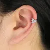 100% 925 Silver CZ Crystal Cross Farterfly U Shape Ear Cuff Clip Earring 1PC Women's Fashion Women On No Piercing Earring