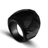 Zmzy moda preto grandes anéis para mulheres jóias de casamento grande anel de pedra de cristal 316l aço inoxidável anillos 210701285j