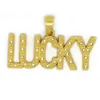 Crystal Letter Lucky Pendants Necklaces Golden Bling Jewelry Gifts Men Women Hip Hop Charm Rhinestone Chains Good Luck274a