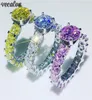 Vecalon 3 färger Vintage Birthstone Ring 925 Sterling Silver Diamond Party Wedding Band Rings for Women Men smycken gåva9305367
