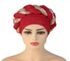 Berets Already Made Turbans For Women Head Wrap African Hat Cover Muslim Auto Gele Aso Oke Headwear Bonnets2970874