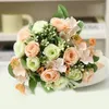 Decorative Flowers Faux Silk Cloth Elegant Artificial Rose Hydrangea Bouquet For Wedding Arrangement Bridal Centerpiece A