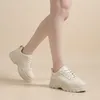 Women Running Shoes Comfort Lace-Up Height Increasing Black White Womens Trainers Sport Sneakers Size 36-40