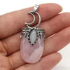 Pendant Necklaces Natural Stone Amethysts Metal Alloy Moon Shape Exquisite Charms For Jewelry Making DIY Necklace Accessories 22x45mm
