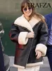 Kurtki damskie Trafza 2023 Zimowe płaszcze dla kobiet moda plus aksamitne długie rękawy zintegrowana kurtka Kobieta Dzika płaszcz kardigan
