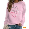 Damen Hoodies Bedrucktes Sweatshirt Love Patterned Bedruckter runder Meck-Langarm-Pullover-Hoodie