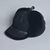 Wysokiej jakości zimowa skórzana kapelusz futro wełna wełna ciepłe grube flapy bombowce kapelusze męskie czapkę baseballową rosyjski kapelusz 231225