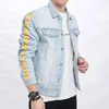 Jaquetas masculinas Mens Casaco Denim Jaqueta Fita Bonito Slim Fit com Multi Bolso Masculino Curto Chamarras Para Hombre