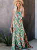 Lässige Kleider Fitshinling trägerlos Split Langes Kleid Frauen Kleidung Mode Sexy Pareo Bohemian Maxi Weibliche Blumen Vestidos