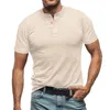 Herren-T-Shirts, modisch, Frühling und Sommer, lässig, kurzärmelig, Revers, Knöpfe, Hemd, einfarbig, Herren-Tops, Spandex, ausgestattet für