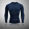 T-shirts pour hommes Chemise de Compression T-Shirt À Manches Longues En Cours D'exécution Fitness Hauts D'entraînement Crème Solaire À Séchage Rapide Vêtements De Sports Perméables