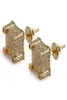 Mens Hip Hop Stud Earrings Jewelry Fashion Gold Silver Zircon Diamond Square Earring For Men7701410