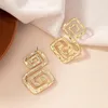 Dangle Earrings Irregular Geometry Curve Line Hollowout Metal For Women Girl Trendy Jewelry HUANZHI 2024