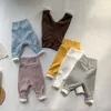 0-5 år baby barns höga midja magbyxor manlig kvinnlig vår höst bomull leggings bomull vinter plus sammetbyxor 231225
