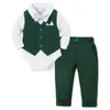 Set di abbigliamento 1 ° compleanno Costume per neonato 3 6 9 12 18 24 mesi Ragazzo gentiluomo Solido Abito a maniche lunghe Gilet Pagliaccetto Pantaloni Autunno