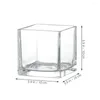 Vasos Vaso de vidro quadrado Clear Cube Hidropônico Modern Flower Planter (10x10cm)