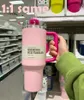 Amerikaanse voorraad roze flamingo watermeloen Moonshine H2.0 40oz roestvrijstalen bekers kopjes met siliconen handvat deksel en rietje automokken blijven drinken koudwaterfles B1226