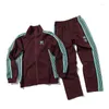Survêtements pour hommes Aiguilles 23SS Papillon brodé 1: 1 Haute qualité et mode féminine Sangle latérale Casual Sports Jacket Pantalon Set