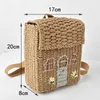 Nordic Handmade Rattan Vintage Storage Basket Kids Ryggsäck House Shape Children School Mini Bag 231225