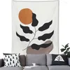 Tapestries grossist akvarell Abstract Geometric Botanical Leaves Tapestry Wall Hang Home Decoration Art Art