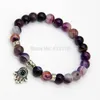 New Arrival Jewelry Whole 8mm Beaded Natural Purple Agate Stone Beads Hamsa Hand Yoga Braclets Gift for men and women272p
