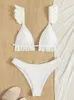 Set bikinis vigobreviya seksowna solidna 3 -częściowa spódnica z siatki bikini zestaw strojów kąpielowych Kobiety 2023 Papped Push Up Swimpit Summer Suitl231225