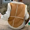 Women's Vests Fashion Brown Suede Lamb Hair Vest For Women With Plush Front And Back Wearing Jacket Autumn Winter Fur Integrated