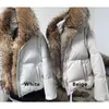 MAOMAOKONG blanc canard doudoune hiver femmes chaud manteau ample naturel réel fourrure de renard col épais luxe vêtements d'extérieur parkas 231226