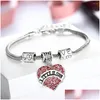 Charm Bracelets Pink Crystal Chain Love Heart Big Middle Little Baby Sis Bracelet For Sister Gifts Friends Women Jewelry Drop Deliver Othwv