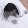 Chapéu de pele para mulheres natural guaxinim pele de raposa russo ushanka chapéus inverno grosso orelhas quentes moda trapper bombardeiro neve boné 231225