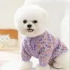 Dog Apparel Puppy Ladies Flower Yarn Sweaters Pet Open Button Teddy Warm Knitted Cute Clothes