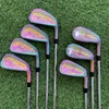 Kluby golfowe Mg Itobori Mens Iron Set Kolor tęczy ze stalowym/grafitowym wałkiem z nagłówkami 7pcs (4,5,6,7,8,9, P) Miękkie żelazne kute