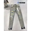 Mens Purple Designer Jeans Fashion Distressed Ripped Bikers Womens Denim Cargo For Men Black Pants Scubalu mycket billig