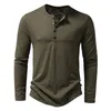 Polo da uomo 2024 Primavera Moda Kong Maniche lunghe Casual Versatile T-shirt Polo in cotone con colletto Henry con nodo di bambù