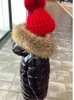 Real Big Fur Jaqueta de Inverno Meninas Com Capuz Parkas Na Altura Do Joelho Brilhante Meninos Casacos Quentes Superfície Brilhante Crianças Outwear TZ458 231226