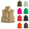 Gilets pour femmes 2023 hiver coton rembourré gilet bouffant femmes sans manches fermeture éclair jakcet gilet solide matelassé manteau vêtements d'extérieur veste femme