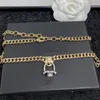 Frankrijk Sieraden Merk Designer Luxe Messing Ketting Klassieke Vrouwen Dubbele Letter Lock Gat Item Hanger Ingelegd Strass Parel Charme Kettingen Zus mode Cadeau