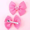 Accessori per capelli 2 pezzi fiocchi di nastro rosa con clip Forcine per capelli con strass dolci Copricapo Clip per bambini Bambini