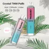 Crystal de fogo solar original 7000 Puff Pro Max 10000 Vape descartável Vaper Associable Vaper Puff 7k 9k 10k POD E Bateria recarregável 16ml Puffbar Vaporizador de cristal 0% 2% 5%