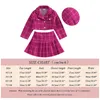 3-7Y Enfants Filles Automne Hiver Tenues Bébé À Manches Longues Blazer Manteau Plaid Jupe Plissée Béret Ensembles Enfants Vêtements De Mode 231225