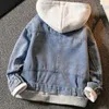Crianças jaqueta casual meninos cor sólida jeans casacos com capuz moda meninas denim jaqueta roupas de bebê crianças outerwear 231225