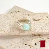 إسبانية عالية الجودة رائعة الموضة 2023 بيع الساخنة Uno de 50 Silver Blue Aquamarine خاتم الخطوبة هدية المجوهرات التوصيل المجاني